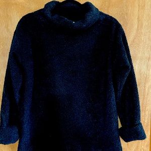 Loft black boucle boxy wide neck sweater XSP. worn once, excellent condition.